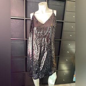 New City Chic Sexy Glimmering All Sequin Mini Swing Dress Plus Size 18
